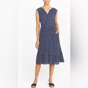 J. Crew Navy and White Midi Dress